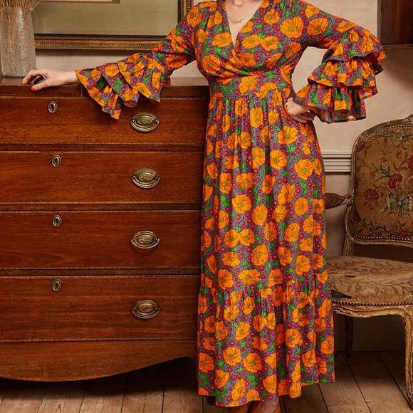 Dawn O’Porter x Joanie: 70's retro style maxi dress, size US 10 (EUC) - Picture 2 of 13